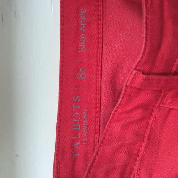 Talbots Red Denim Scalloped Ankle Pant Size 8P - Picture 11 of 11